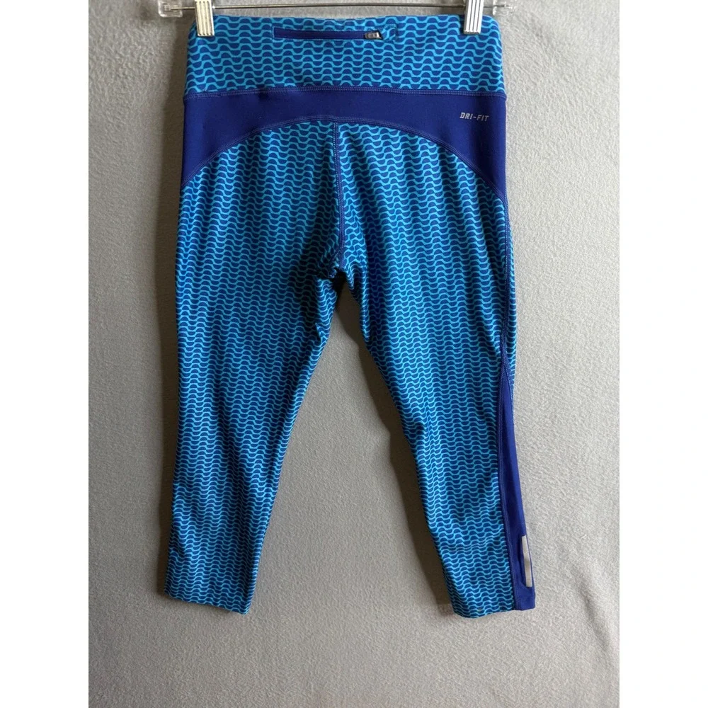 Nike Dri-FIT Capri‎ Leggings Women's Small Running  Blue Patterned Athletic